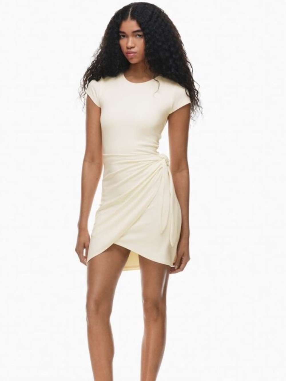 Aritizia Wilfred Lune Women’s Cream Ruched Side Tie Mini Dress